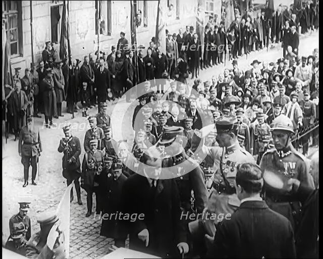 Marshall Jozef Pilsudski Reviewing Troops in Poland, 1926. Creator: British Pathe Ltd.