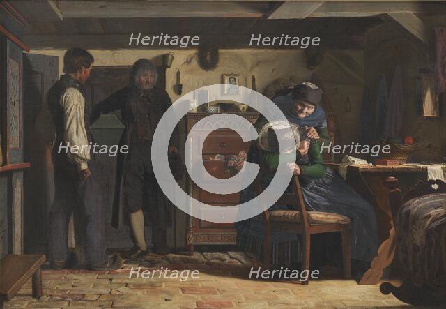 The Village Carpenter Bringing a Coffin for a Dead Child, 1857. Creator: Christen Dalsgaard.