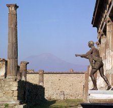 Bronze statue in front of the temple of Apollo, Pompeii, 1st century. Creator: Unknown.