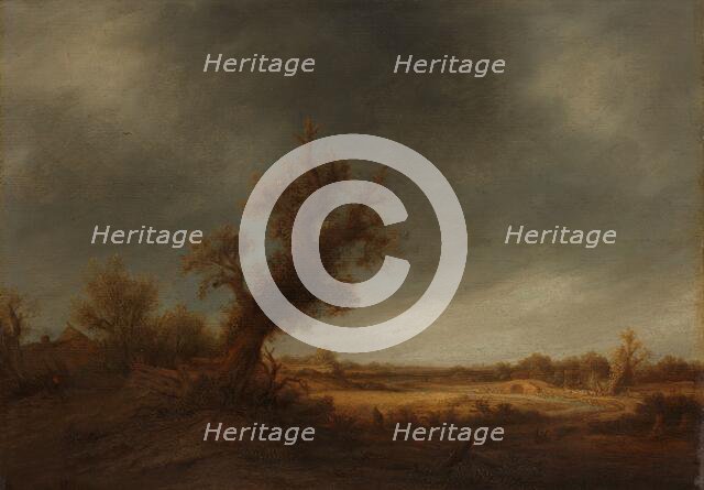 Landscape with an old oak, c.1639-c.1641. Creator: Adriaen van Ostade.