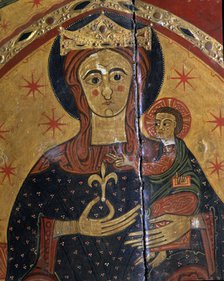  'Frontal of Coll', panel painting, detail of the Virgin and Child, from the sanctuary of the Mar…