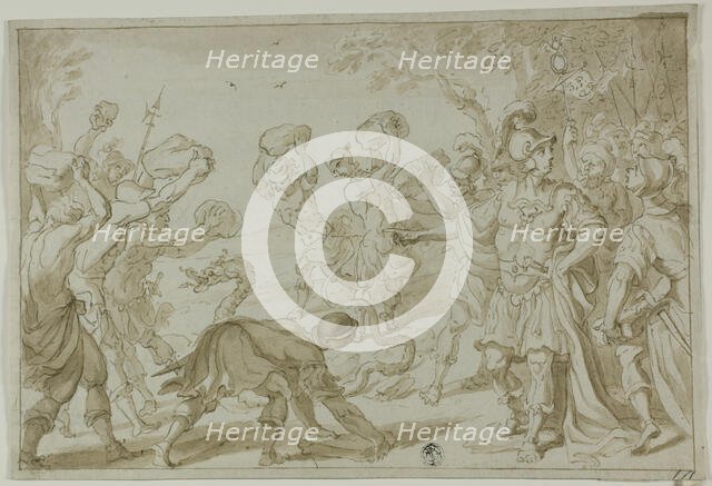 Roman Soldiers Stoning a Serpent, n.d. Creator: Abraham Bloemaert.