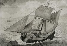 First Carlist War, (1833-1840): Don Carlos sailing to France, 1842.  Creator: Jose Gomez.