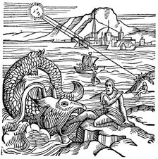 Jonah being spewed up by the whale, 1557. Artist: Unknown