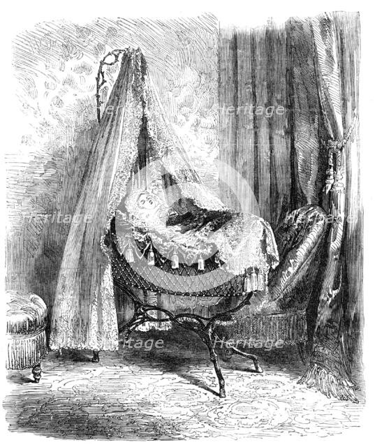 The Imperial Prince in his Cradle - from a photograph taken at the Tuileries, by M. Richebourg,  Creator: Unknown.