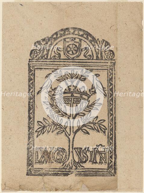 Tree with Crown and Two Birds, 16th century. Creator: Unknown.