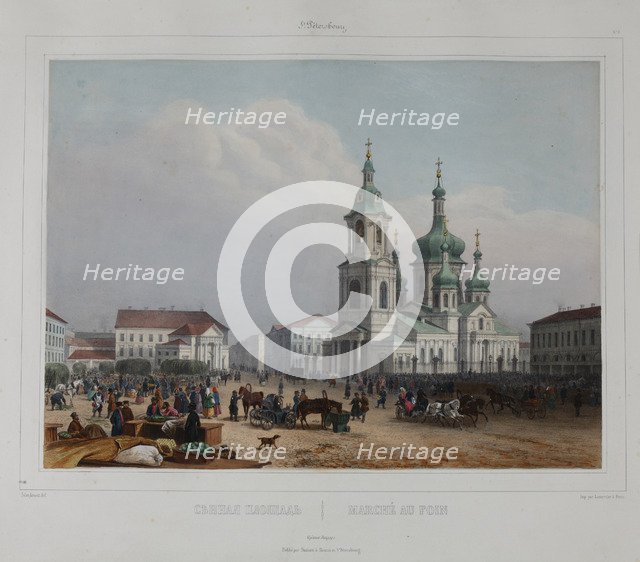 The Sennaya Square and the Saviour Church in Saint Petersburg, 1840s.
