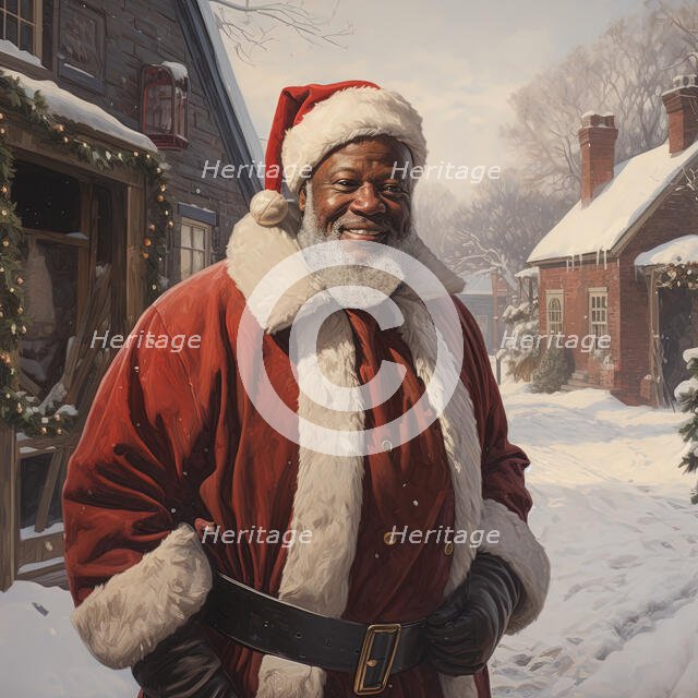 AI Image - Illustration of a Black Father Christmas, 2023. Creator: Heritage Images.