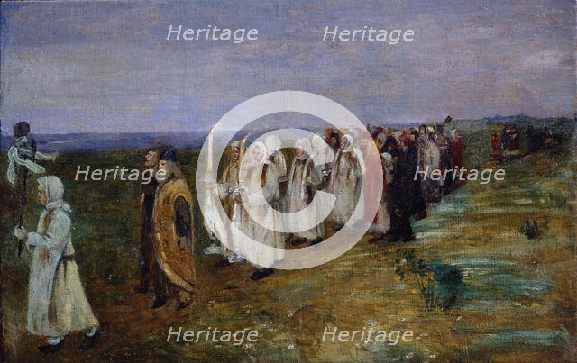 Easter procession. Artist: Malinin, Ivan Semenovich (1866-1952)