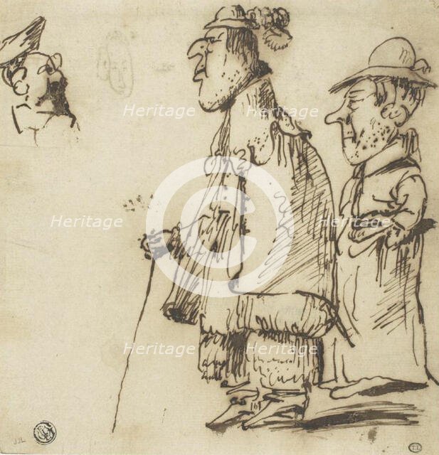Three Male Caricatures, n.d. Creators: Pier Francesco Mola, Angelo de Rossi.