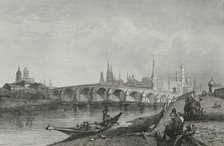 View of the first stone bridge, Moscow, Russia, 1839. Creator: Hippolyte Lalaisse.
