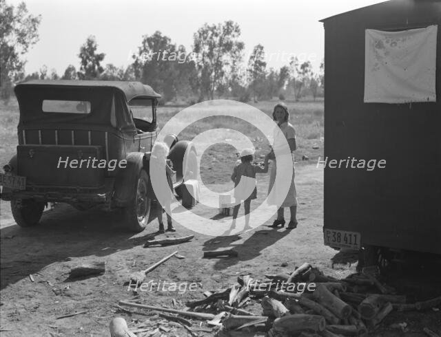 Mother of five children from Oklahoma, now picking cotton in California, near Fresno, 1936. Creator: Dorothea Lange.