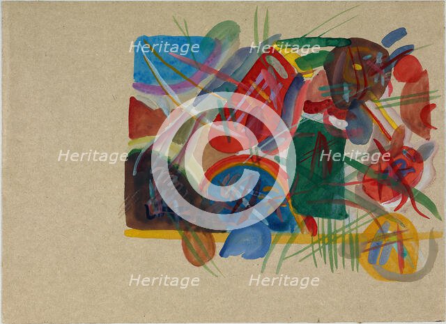 Watercolor "With forest and rainbow", 1913. Creator: Kandinsky, Wassily Vasilyevich (1866-1944).