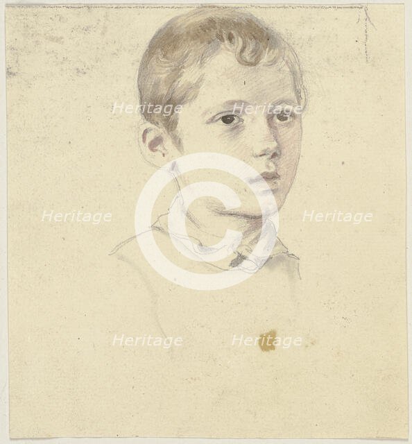Boy's head to the right, c1830-1872. Creator: Jakob Becker.