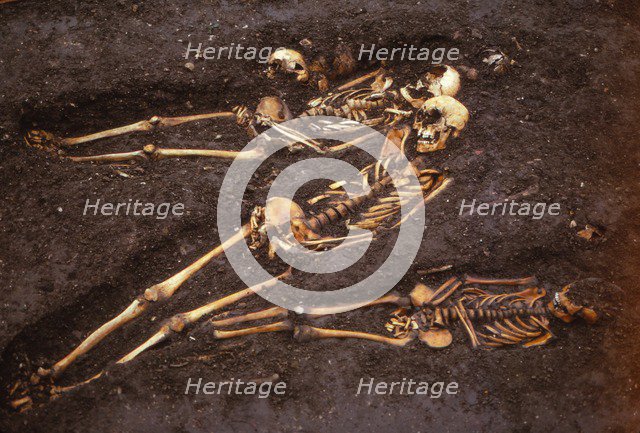 Medieval burial site, Ebor Brewery, York, 20th century.  Artist: CM Dixon.