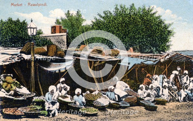 Market, Rawalpindi, India, early 20th century. Artist: Unknown