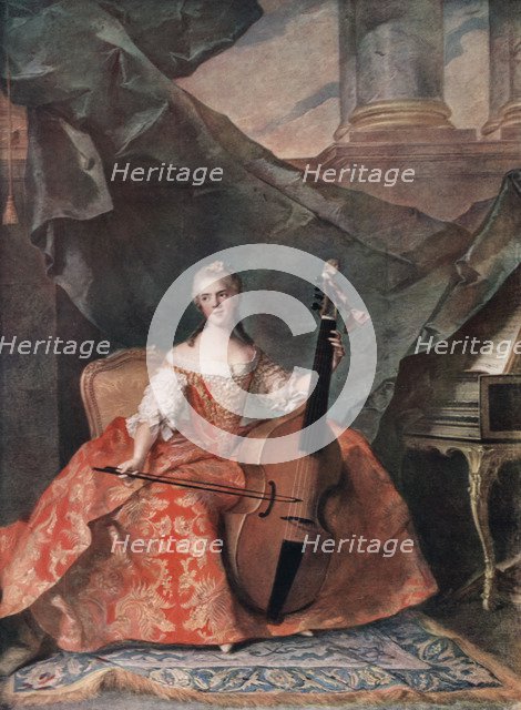 'Madame Henriette de France in Court Costume Playing a Bass Viol', 1754.Artist: Jean-Marc Nattier