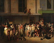 The entrance to the Théâtre de l'Ambigu-Comique on the day of a free show, ca 1819. Creator: Boilly, Louis-Léopold (1761-1845).