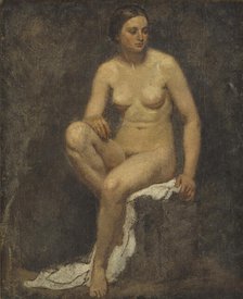 Female Nude in the Studio of Thomas Couture, 1852-1853. Creator: Lorenz Frolich.