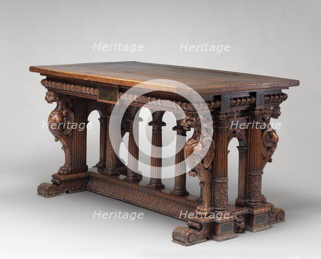 Walnut Table with Lion Sphinxes, second half 16th century. Creator: Unknown.