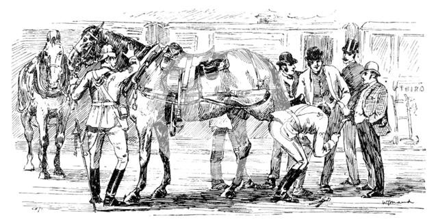 The Easter Volunteer Manoeuvres: we have to put on a new shoe at the Charing-Cross Station, 1890. Creator: Unknown.