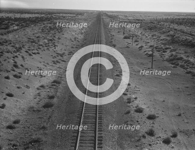 Western Pacific line runs through unclaimed desert of northern Oregon, 1939. Creator: Dorothea Lange.