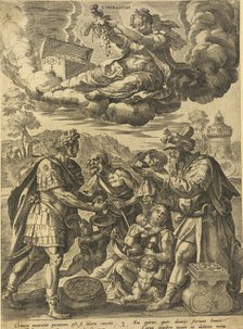 Liberality (with C. Nerva and Cimon), 17th century. Creator: Martin de Vos.