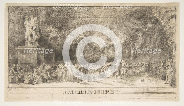 Scene in the Tuileries: The Chairs, 1760. Creator: Gabriel de Saint-Aubin.