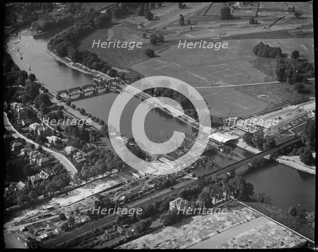 Twickenham Bridge under construction, Twickenham, Richmond Upon Thames, Greater London, c1930s. Creator: Arthur William Hobart.