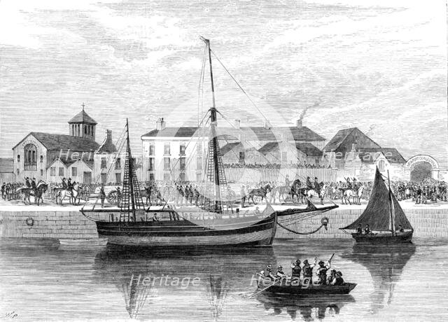 The boycotted smack Wave, under police guard at Cork, 1881. Creator: Unknown.