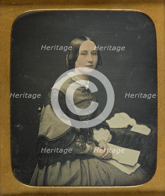 Portrait of a Seated Woman with Ringlets, about 1857. Creator: William Hardy Kent.