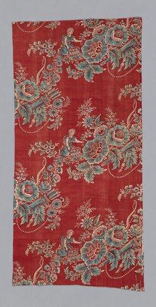 Eros Gathering Flowers (Furnishing Fabric), Bolbec, c. 1800. Creator: Unknown.