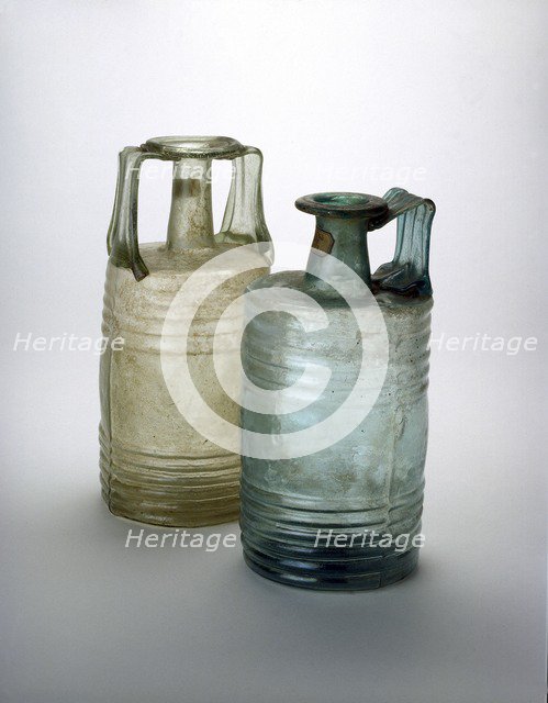 Barrel-shaped glass bottles made by Frontinus, Amiens, 4th Century. Artist: Frontinus.