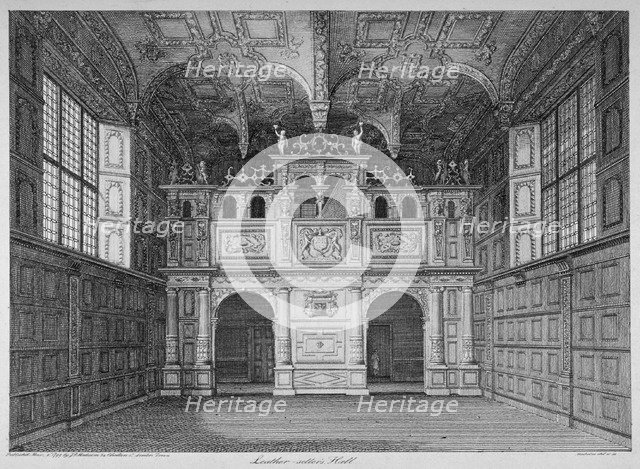 Interior view of Leathersellers' Hall, Little St Helen's, City of London, 1799. Artist: James Peller Malcolm