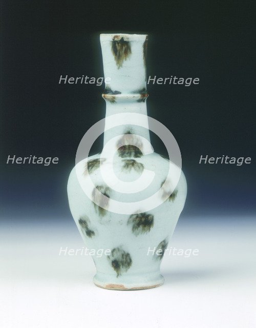 Qingbai vase with ferruginous brown spots, Yuan dynasty, China, mid 14th century. Artist: Unknown