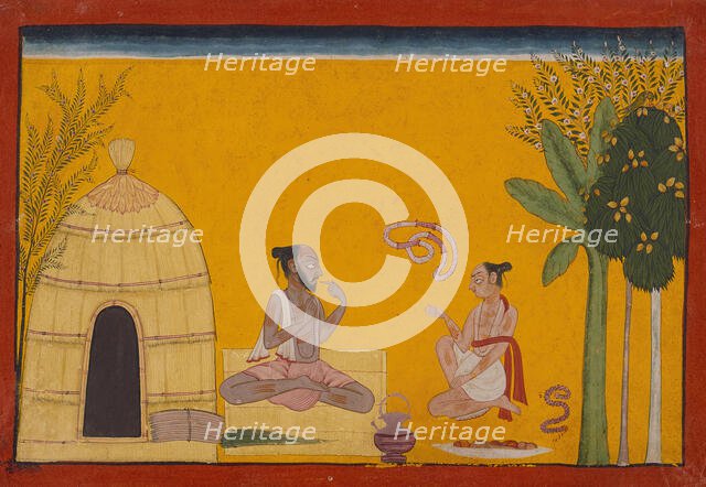 Valmiki Reciting the Ramayana to His Pupil Bharadvaja..., between c1700 and c1710. Creator: Unknown.