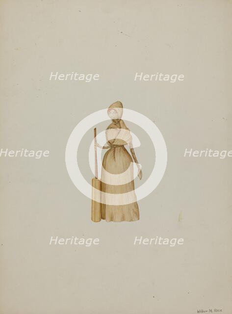 Corn Husk Doll, c. 1941. Creator: Wilbur M Rice.