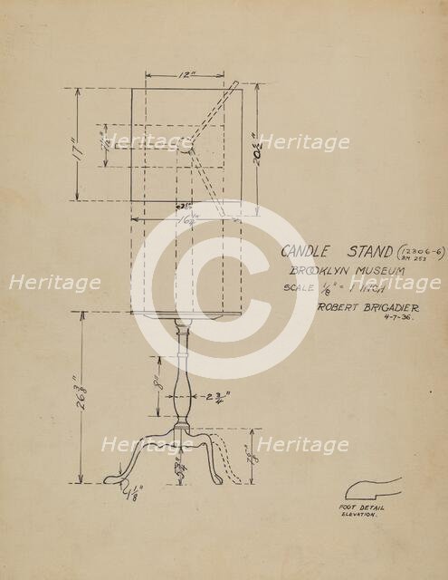Candle Stand, 1935/1942. Creator: Robert Brigadier.