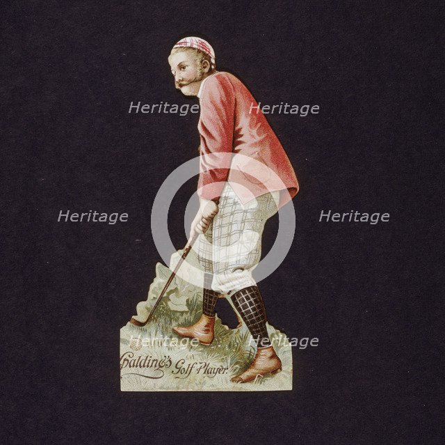 Victorian cut-out advertising Spalding golf balls and clubs, 19th century. Artist: Unknown