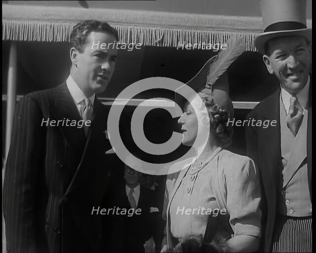 Actors Mary Pickford, her Husband Charles 'Buddy' Rogers, and Noel Coward at  a Theatrical..., 1939. Creator: British Pathe Ltd.
