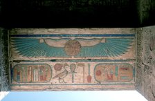 Cartouches below an uraeus, Mortuary Temple of Ramesses III, Luxor, Egypt, c12th century. Artist: Unknown