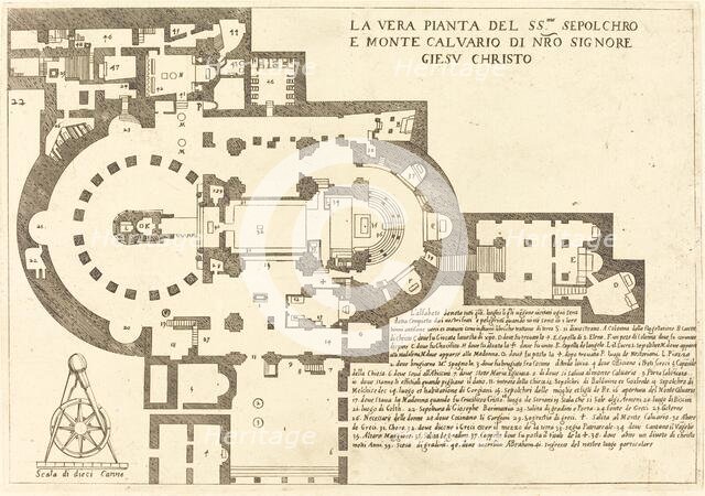 Plan of the Holy Sepulchre and Mount Calvary, 1619. Creator: Jacques Callot.