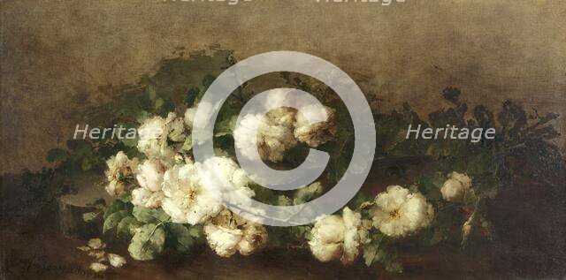 Still life with guitar and roses, 1880-1896. Creator: Marguerite Roosenboom.