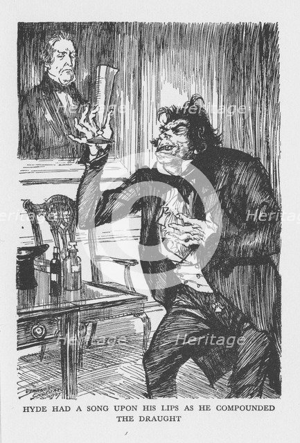Scene from The Strange Case of Dr Jekyll and Mr Hyde by Robert Louis Stevenson, 1927. Artist: Edmund Joseph Sullivan