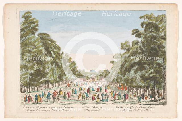 View of the Champs-Elysées in Paris seen towards the Jardin des Tuileries, 1745-1775. Creator: Anon.