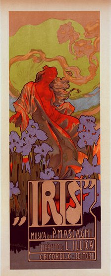 Affiche italienne pour l'opéra-comique "Iris", c1899. Creator: Adolf Hohenstein.