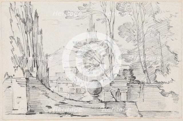 View across the Wall of an Italian Garden, 1744/1750. Creator: Joseph-Marie Vien the Elder.