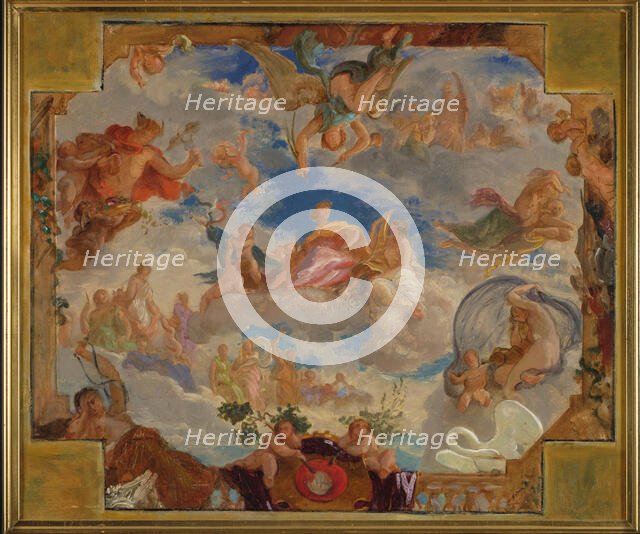 Sketch for the salle des prévôts in the Hôtel de Ville, Paris: Allegory...c.1852.  Creator: Léon Riesener.