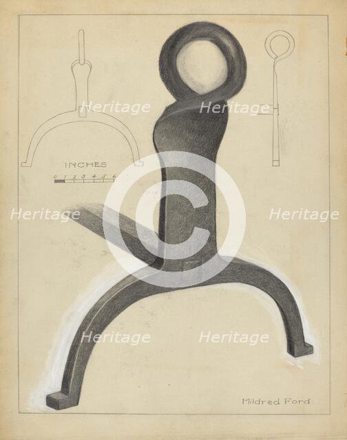 Andiron (One of Pair), c. 1953. Creator: Mildred Ford.