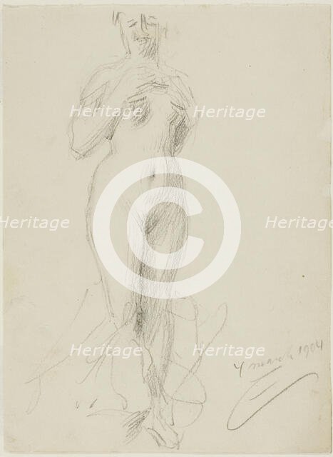 Standing Female Nude, 1904. Creator: Anders Leonard Zorn.